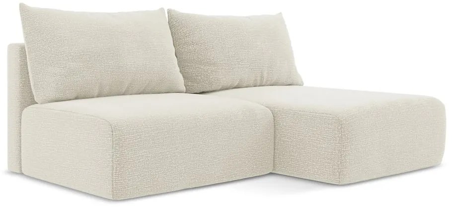 Кремав разтегателен ъглов диван с място за съхранение (десен ъгъл) Kalena – Makamii