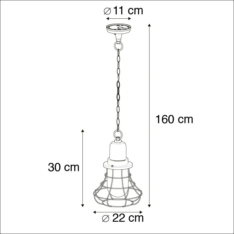 Рустикална висяща лампа за външен монтаж черна - Moreno