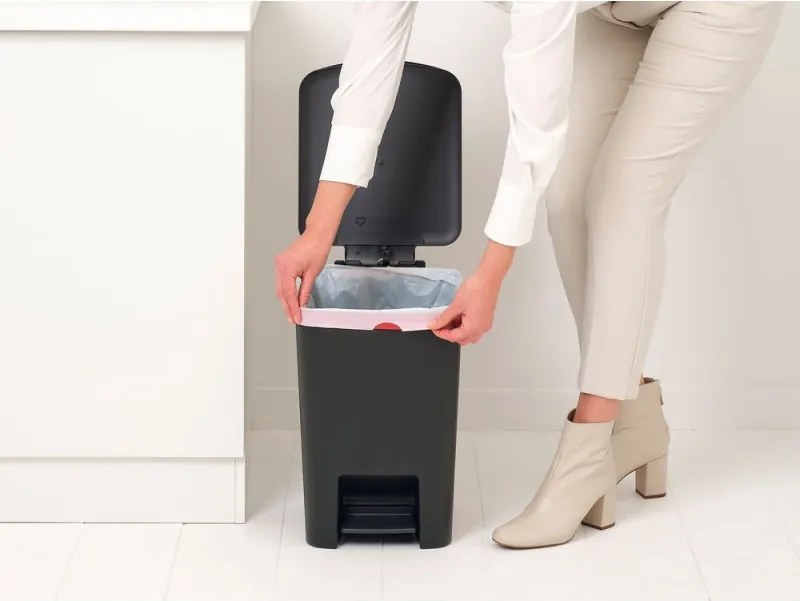 Кош за боклук с педал Brabantia StepUp 1008482, 25 л, Екологични материали, Голям отвор, Тъмносив