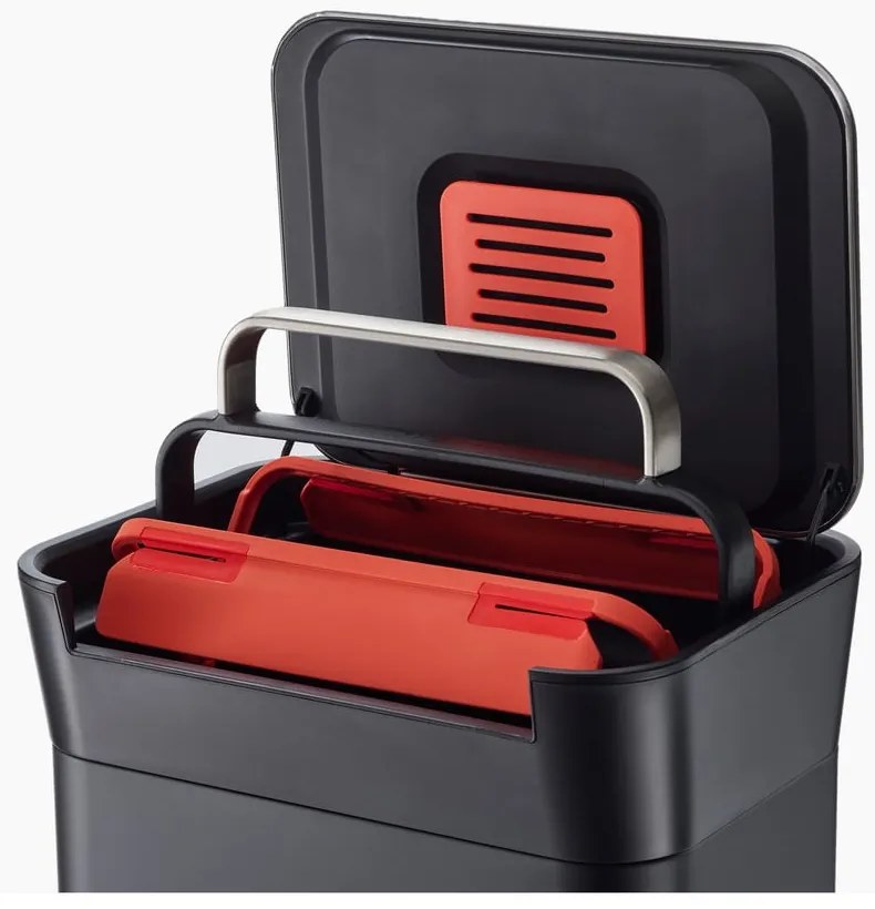 Черно стоманено кошче за боклук с педал 30 l Titan – Joseph Joseph