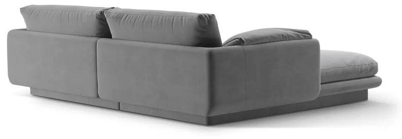 Светлосив кадифен ъглов диван (десен ъгъл) Torino – Micadoni