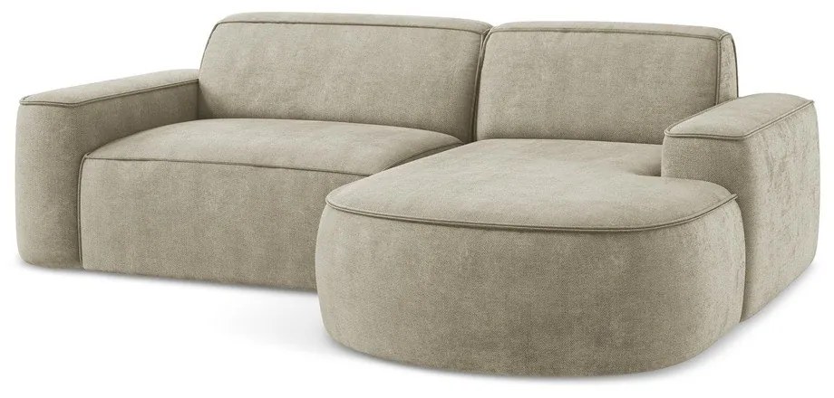 Бежов шенилов ъглов диван (десен ъгъл) Omao – Makamii