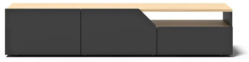 ТВ масичка с дъбов плот в черно и натурално 180x38 cm Verone - TemaHome