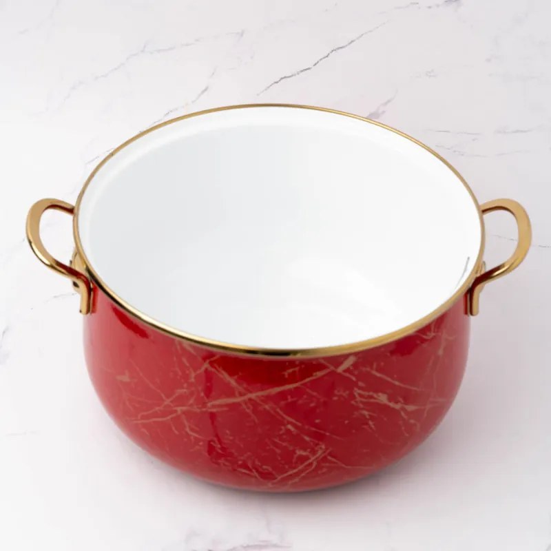 Тенджера Goldmann GM 8017-24R, 6.2L, 24x15см, Емайлирана, Индукция, Червен