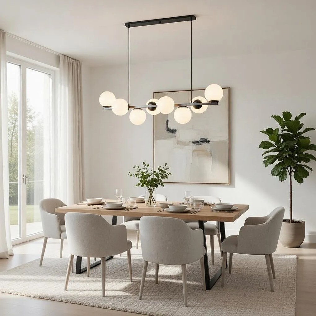 Полилей ФИОРЕ, черен/бял, 8xE27