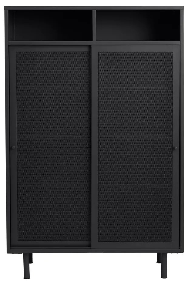 Черно метално шкафче с плъзгащи се врати 90x140x40 cm Veep – Unique Furniture