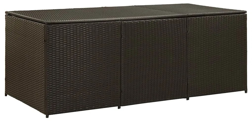 46478 vidaXL Градински сандък за съхранение, полиратан, 180x90x70 см, кафяв