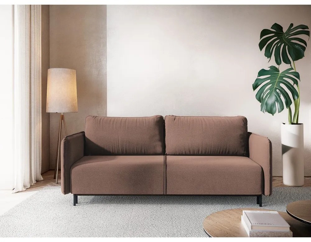 Розов разтегателен диван с място за съхранение 226 cm Luana – Makamii