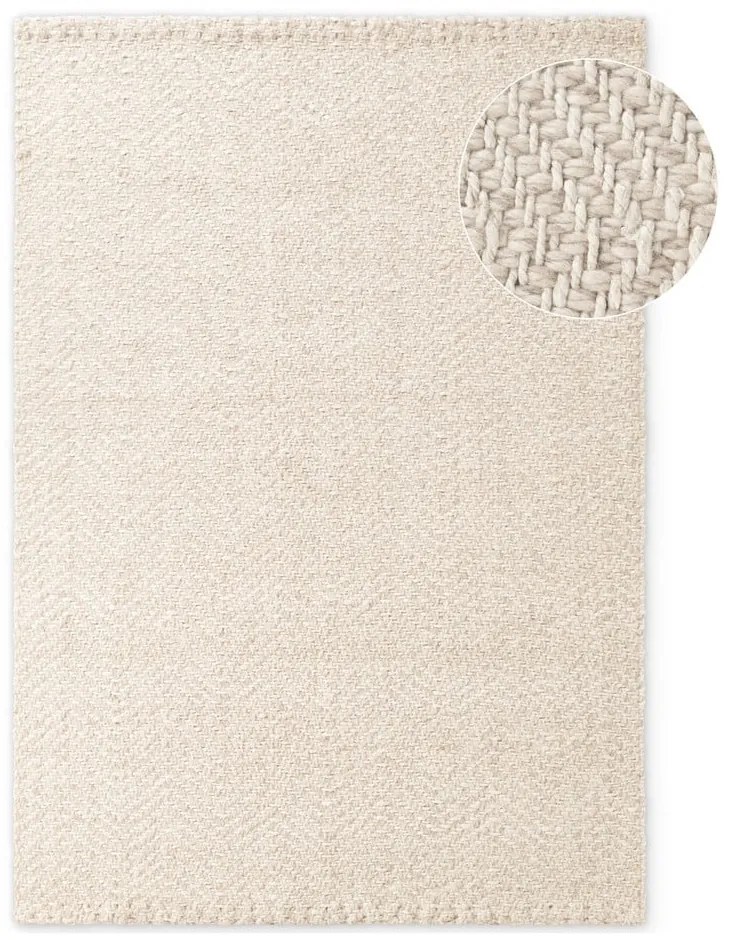 Ръчно изработен килим със смес от вълна в цвят слонова кост 200x290 cm Majoli – Elle Decoration