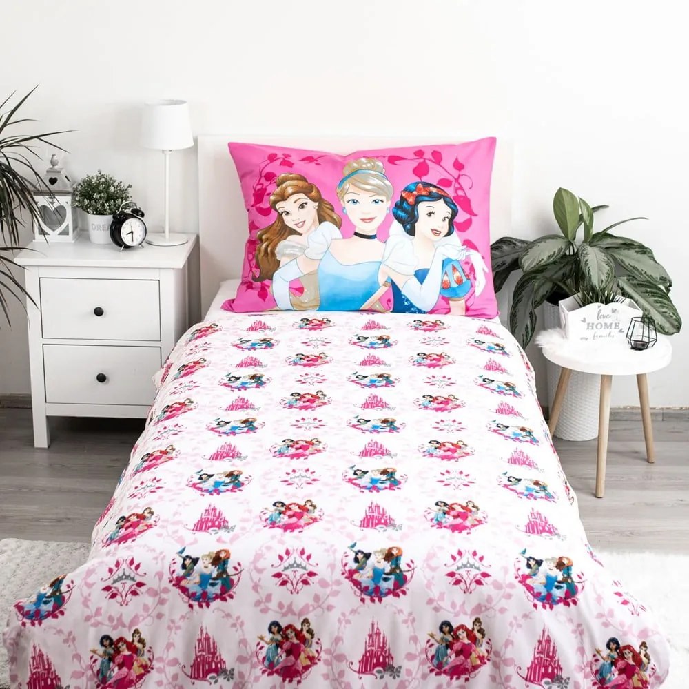Единично детско памучно спално бельо 140x200 cm Princezny "Heart" – Jerry Fabrics