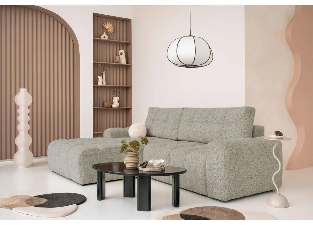 Светлокафяв разтегателен модулен ъглов диван с място за съхранение (ляв ъгъл) Lulu – Miuform