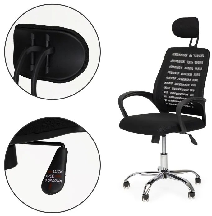 Ергономичен офис стол в черно