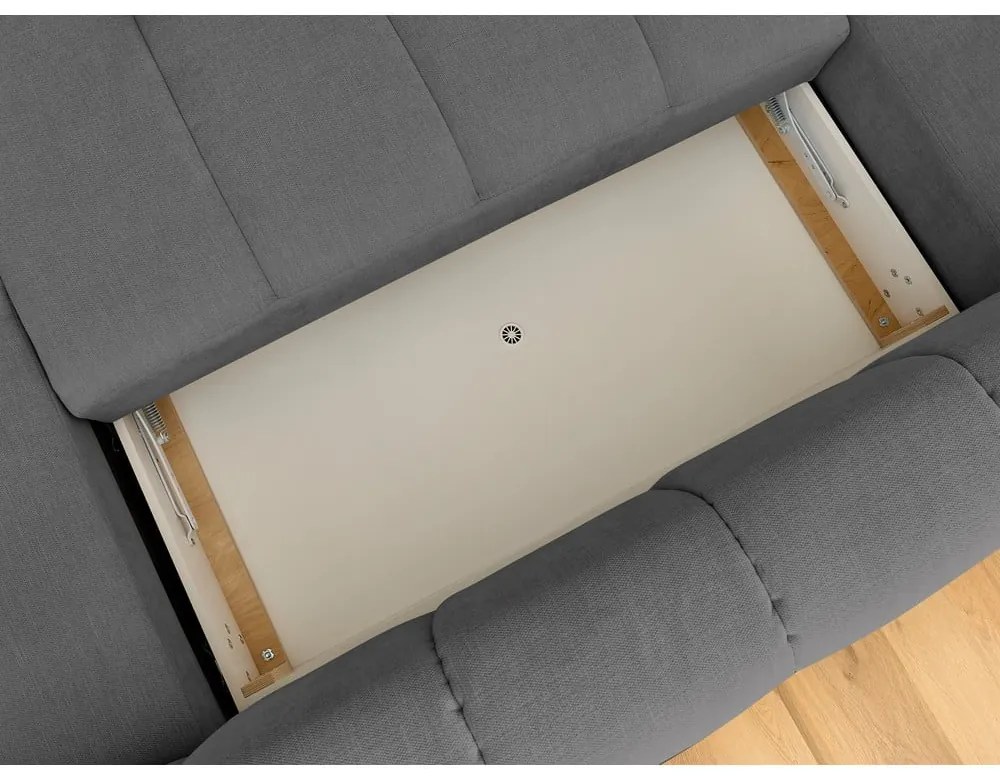 Тъмносив сгъваем/с място за съхранение ъглов диван (ляв ъгъл/U форма) Fuji – Bobochic Paris