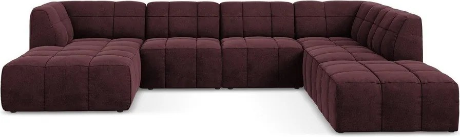 Бордо кадифен ъглов диван (U форма) Aloha – Makamii