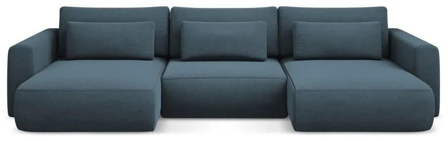 Син разтегателен ъглов диван с място за съхранение (U форма) Kapua – Makamii