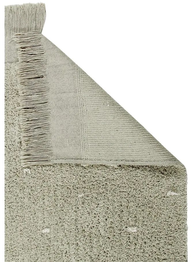 Светлозелен ръчно изработен памучен килим подходящ за пране 140x200 cm Woods Symphony Olive – Lorena Canals