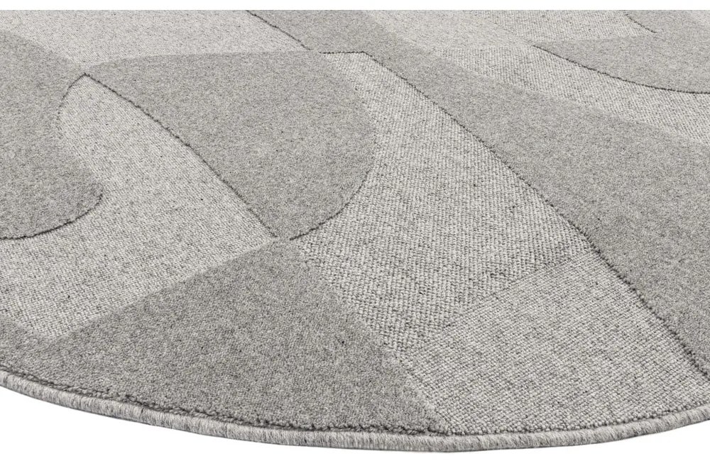 Сив вълнен кръгъл килим ø 200 cm Morphic Botanica – Agnella