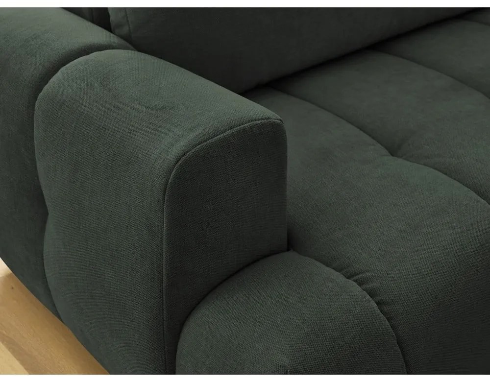 Зелен сгъваем/с място за съхранение ъглов диван (десен ъгъл/L форма) Fuji – Bobochic Paris