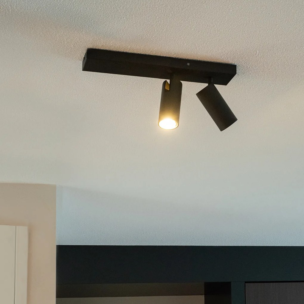 Интелигентен таванен прожектор черен 2-светлини регулируем вкл. 2 Wifi GU10 50mm - Renna