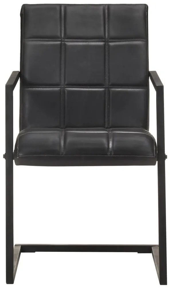 321852 vidaXL Конзолни трапезни столове, 2 бр, черни, естествена кожа