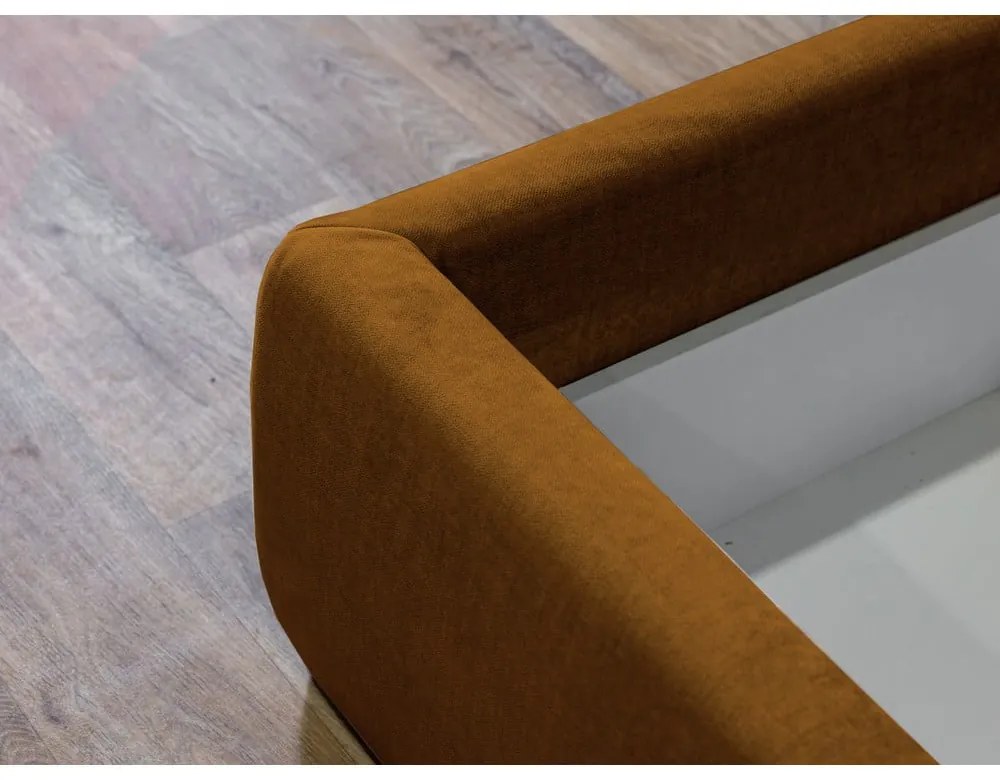 Жълто тапицирано двойно легло с решетка и място за съхранение 180x200 cm Jade - Bobochic Paris