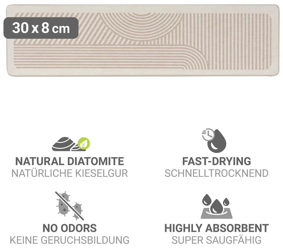 Бежова тавичка за оттичане за съдовете от диатомична глина 30x8 cm Damon – Wenko