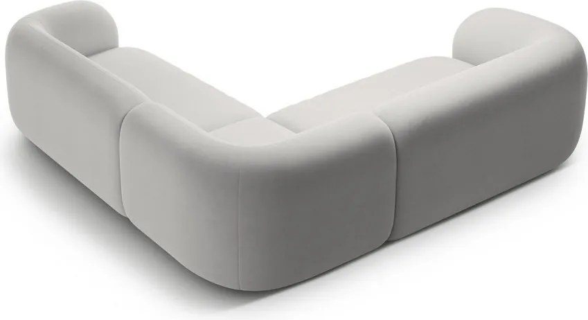 Светлосив кадифен ъглов диван Kate – Micadoni