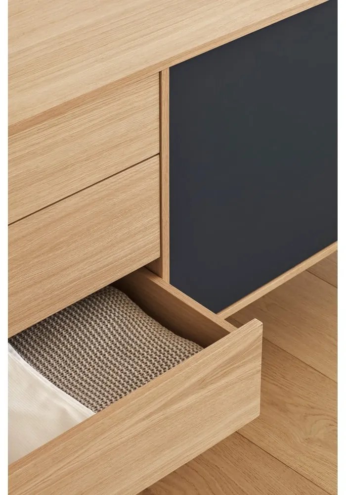 Антрацитно сив скрин с дъбов фурнир, ширина 180 см Yoko - Teulat