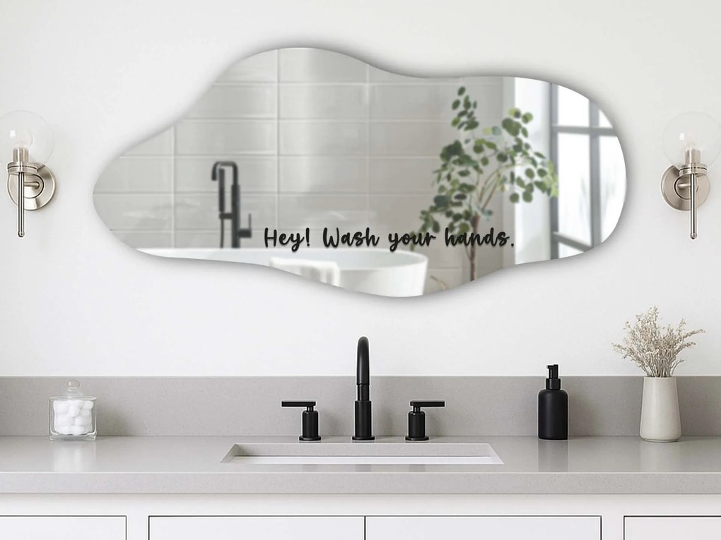 Стикер за огледало S32 – Hey! Wash your hands. 39x3