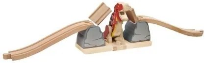 Bigjigs - Дървен комплект - Т-Рекс чупи моста