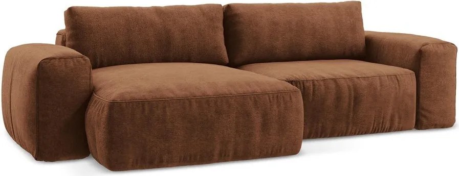 Теракотен шенилов сгъваем ъглов диван (ляв ъгъл) Kuki – Makamii