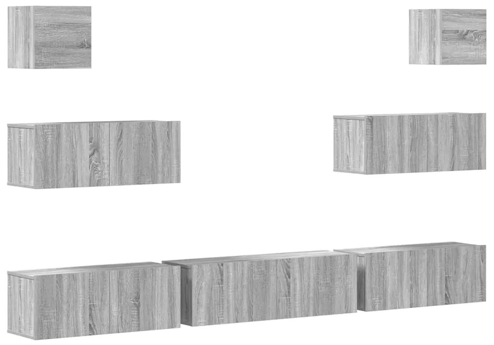 3114548 vidaXL Комплект ТВ шкафове от 7 части, сив сонома, инженерно дърво