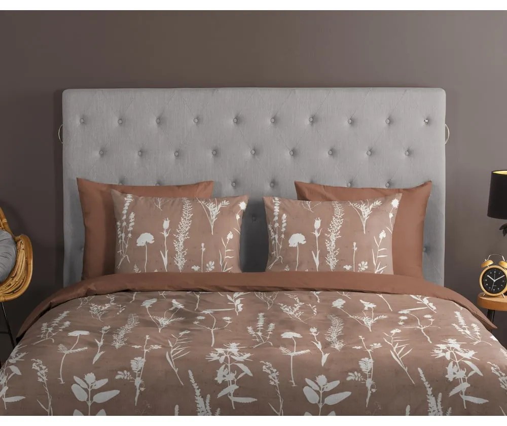 Кафяво единично удължено памучно спално бельо 140x220 cm Rav – Good Morning