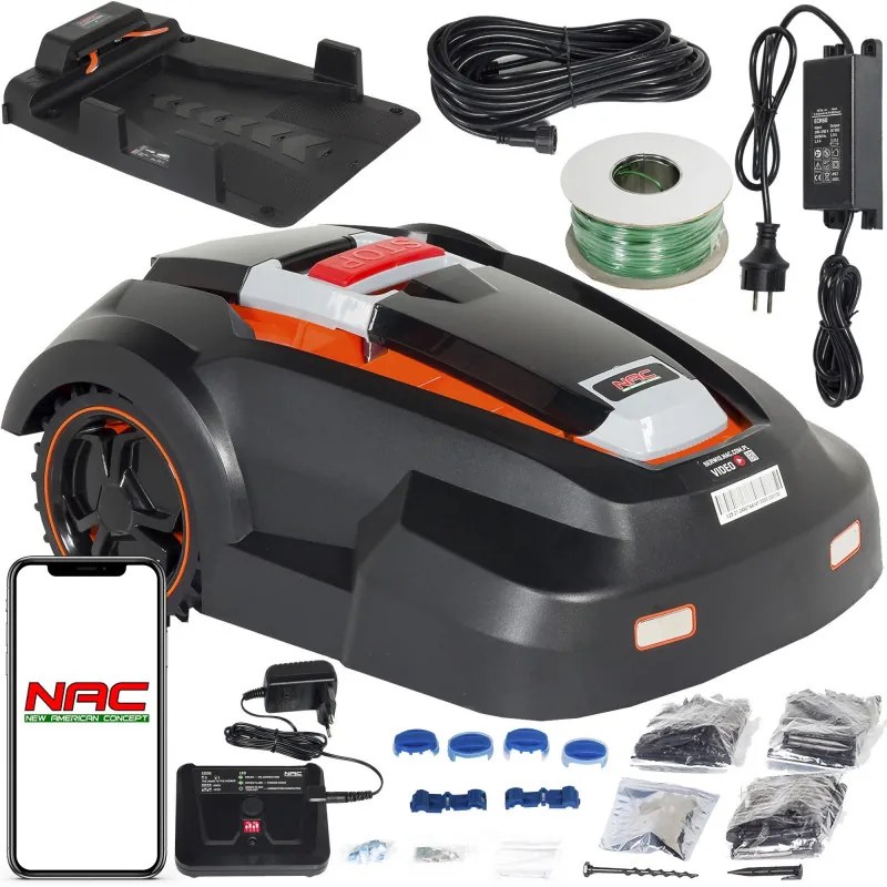 Разопакован: Косачка-робот NAC RLM1500G2-NG, 1500M2, 28V, Li-Ion 4.0Ah, Черен/оранжев