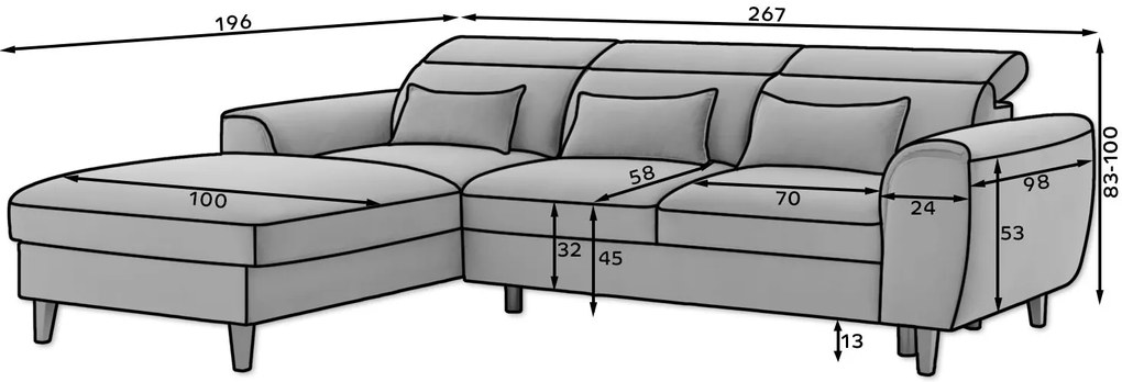 Ъглов диван Fornal-Gkri-Right