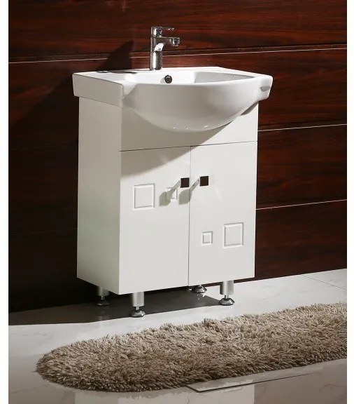 Долен шкаф за баня ICP 6080 "АЙВЪН", PVC, бял, с умивалник, 61.5x46x85см