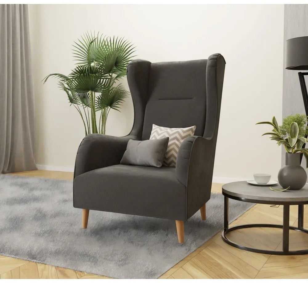 Тъмносиво кадифено кресло Carole - Ropez