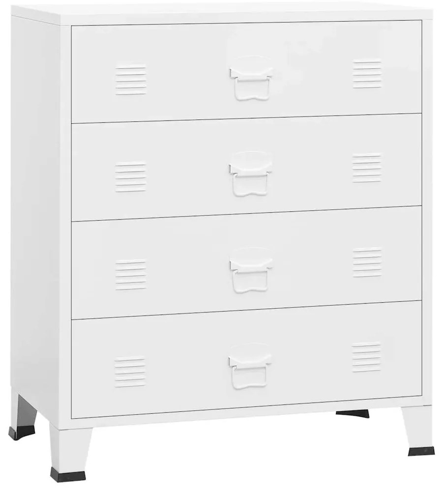 339616 vidaXL Индустриален шкаф с чекмеджета, бял, 78x40x93 cм, метал
