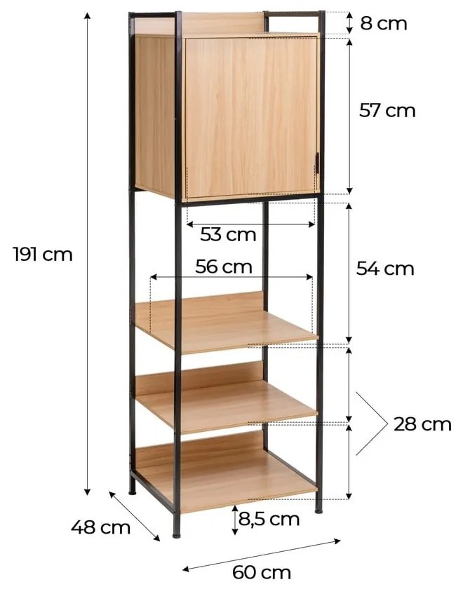 Отворен гардероб в естествен цвят 60x190x48 cm Armarios – Casa Selección