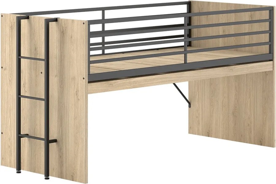 Повдигнато детско легло с включена подматрачна рамка в естествен цвят 90x200 cm Sam – Vipack