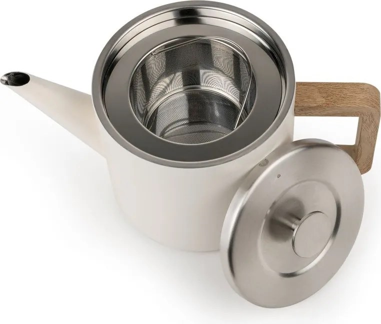 Чайник от неръждаема стомана с цедка в цвят слонова кост 1,1 l Duet Narvik – Bredemeijer