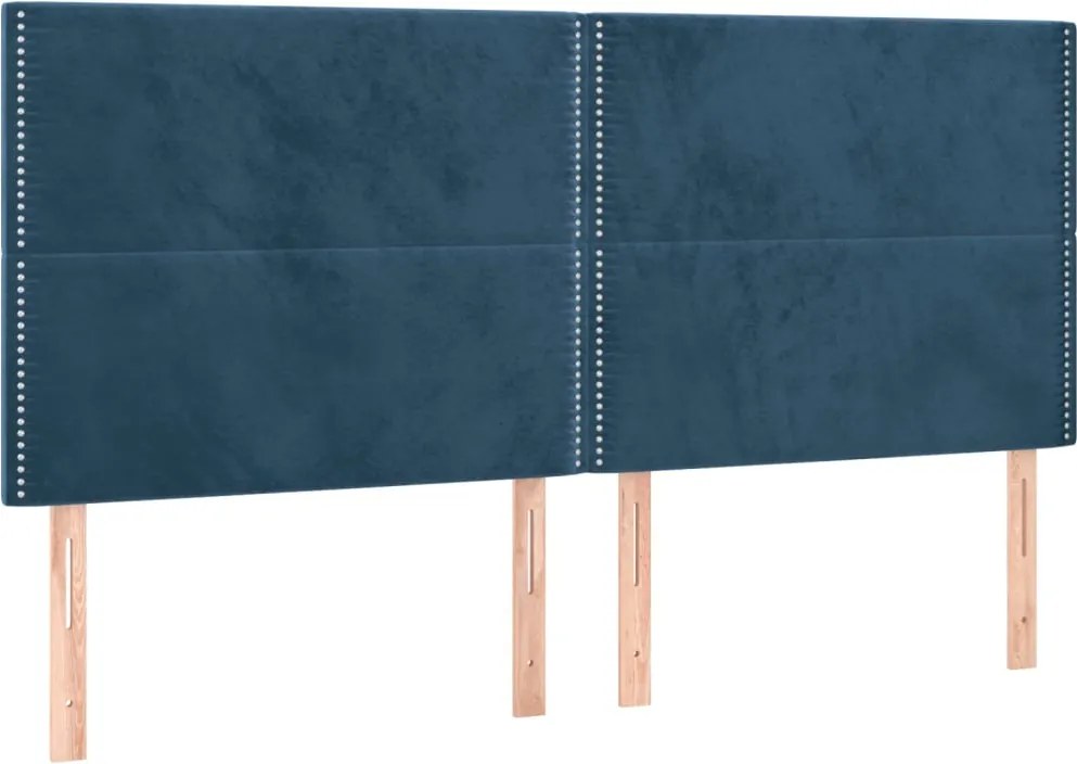 3116262 vidaXL Табла за легло, тъмносиня, 200x5x118/128 см, кадифе