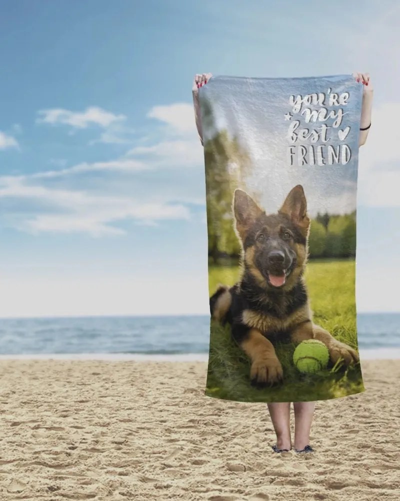Бебешка плажна кърпа с кученце 100% памук Šířka: 70 cm | Délka: 140 cm