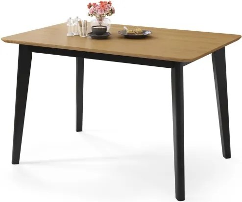 РОКСИ Естествен дъб/черна рамка - ДЪРВЕНА ПРАВОЪГЪЛНА МАСА 120x80 см РЕТРО ЗА КУХНЯ/ ТРАПЕЗАПИЯ