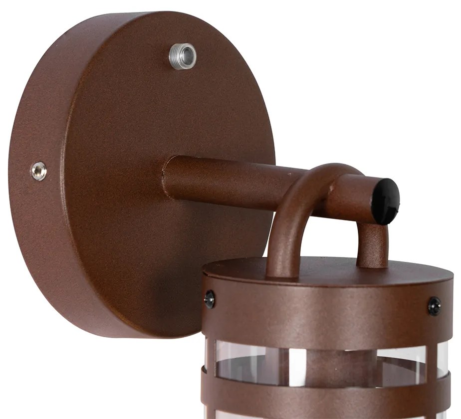 Външна стенна лампа ръждиво кафява IP44 с датчик за здрач - Ruben