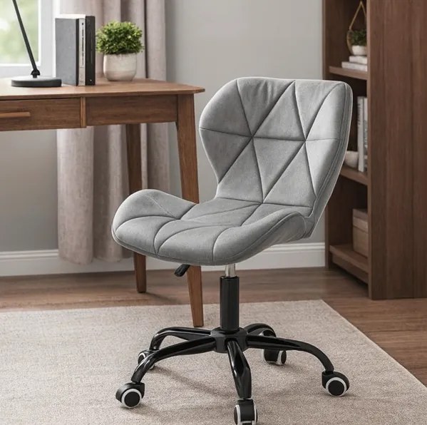 Ергономичен въртящ се офис стол - кадифе Сив
