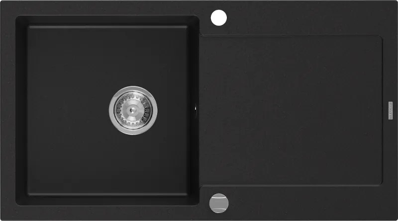Mexen Leo гранитна мивка с една камера и дренаж 900 x 500 mm, черна, хромиран