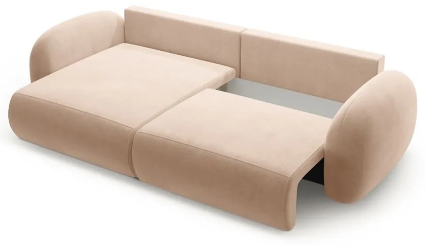 Бежов кадифен сгъваем/с място за съхранение ъглов диван Tonale – Cosmopolitan Design