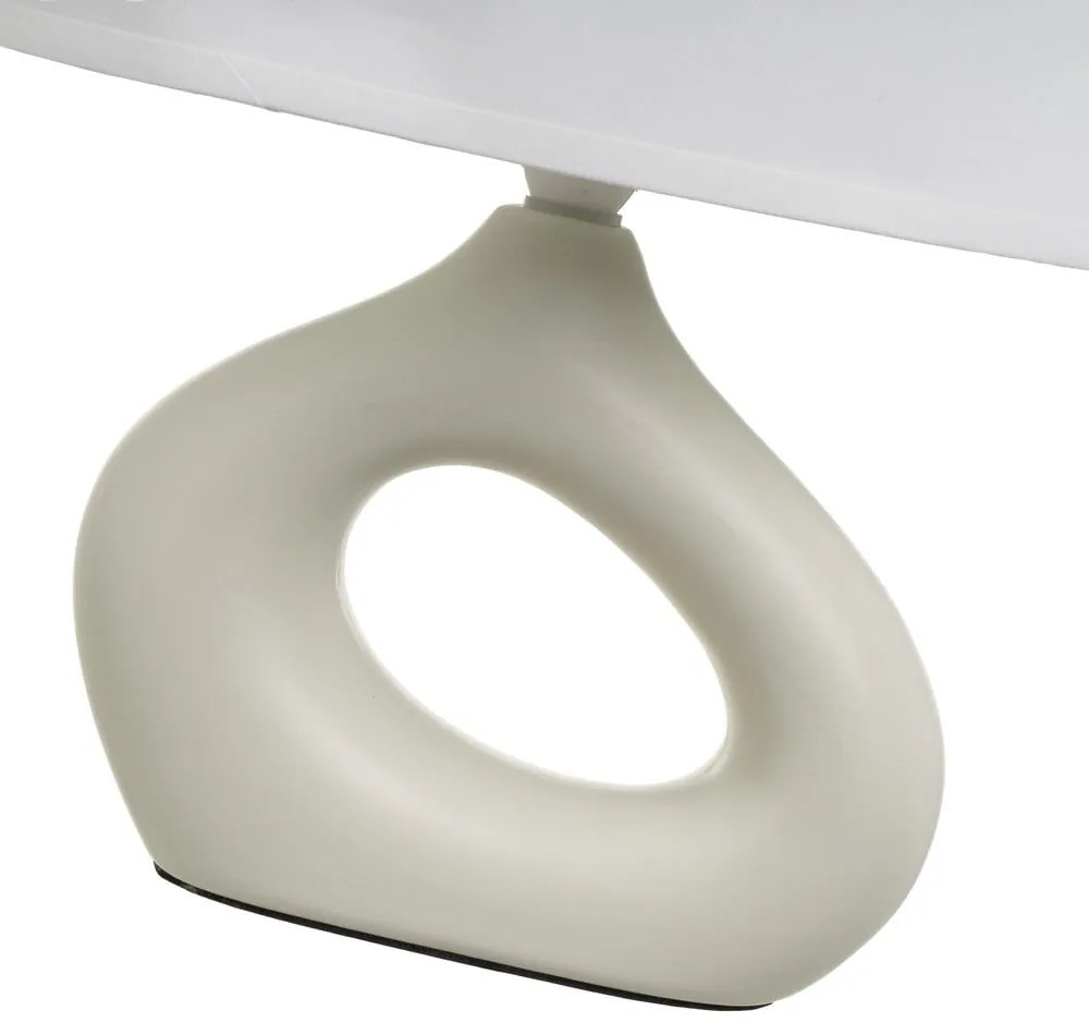 Бяло-бежова керамична настолна лампа с текстилен абажур (височина 30 cm) – Casa Selección