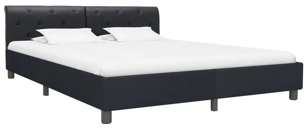 284880 vidaXL Рамка за легло, черна, изкуствена кожа, 160x200 cм